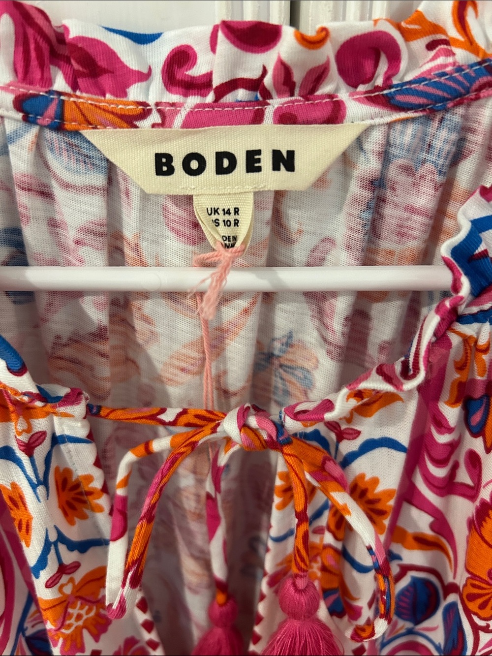 Boden Pink Orange Blue Floral Paisley Maxi Dress NWT - Picture 2 of 5